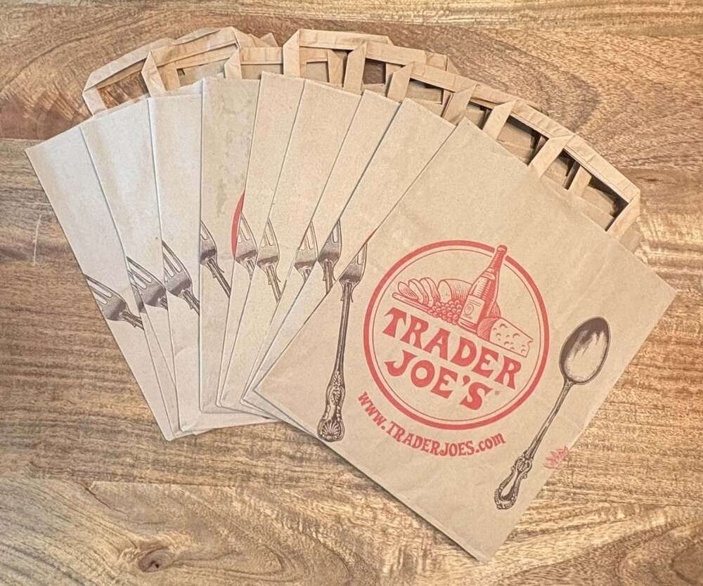Trader Joe's Reusable Upcycle Brown Paper Grocery Bag Lot of 10